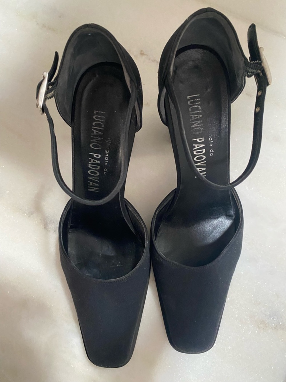 Luciano Padovan Black Mary Jane Block Heel Square Toe 38.5 IT (US 8.5–9)